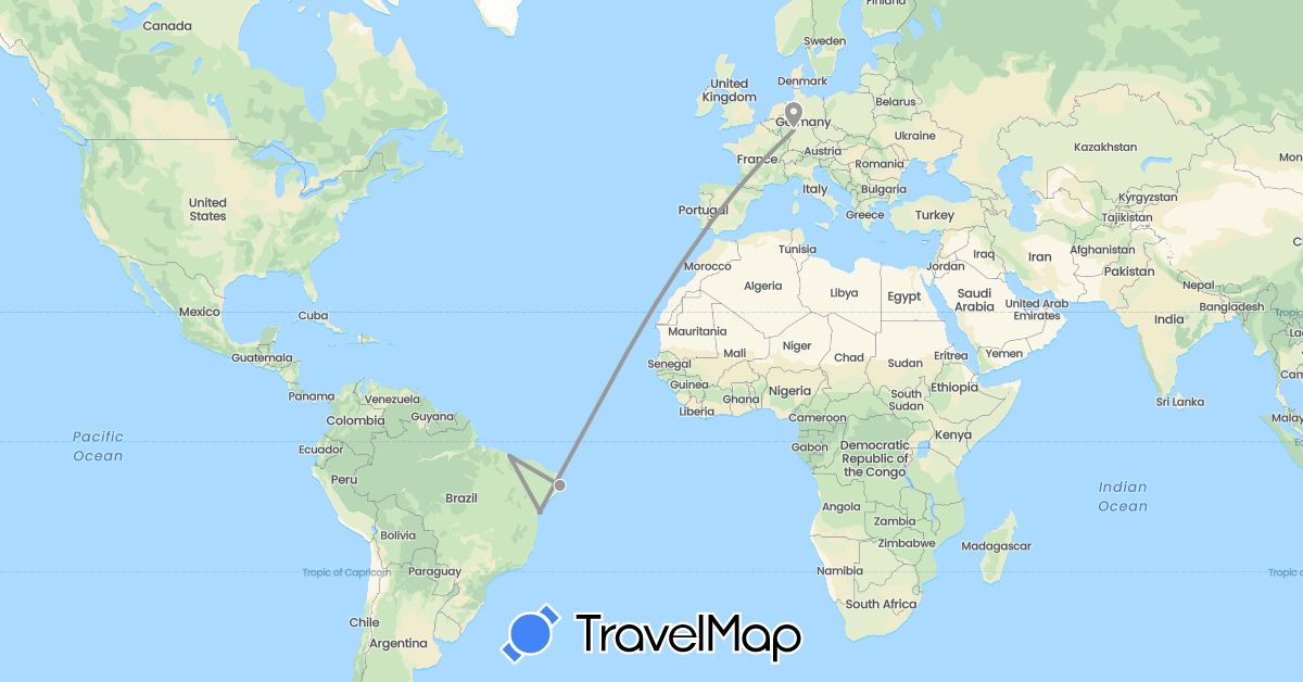 TravelMap itinerary: plane in Brazil, Germany (Europe, South America)